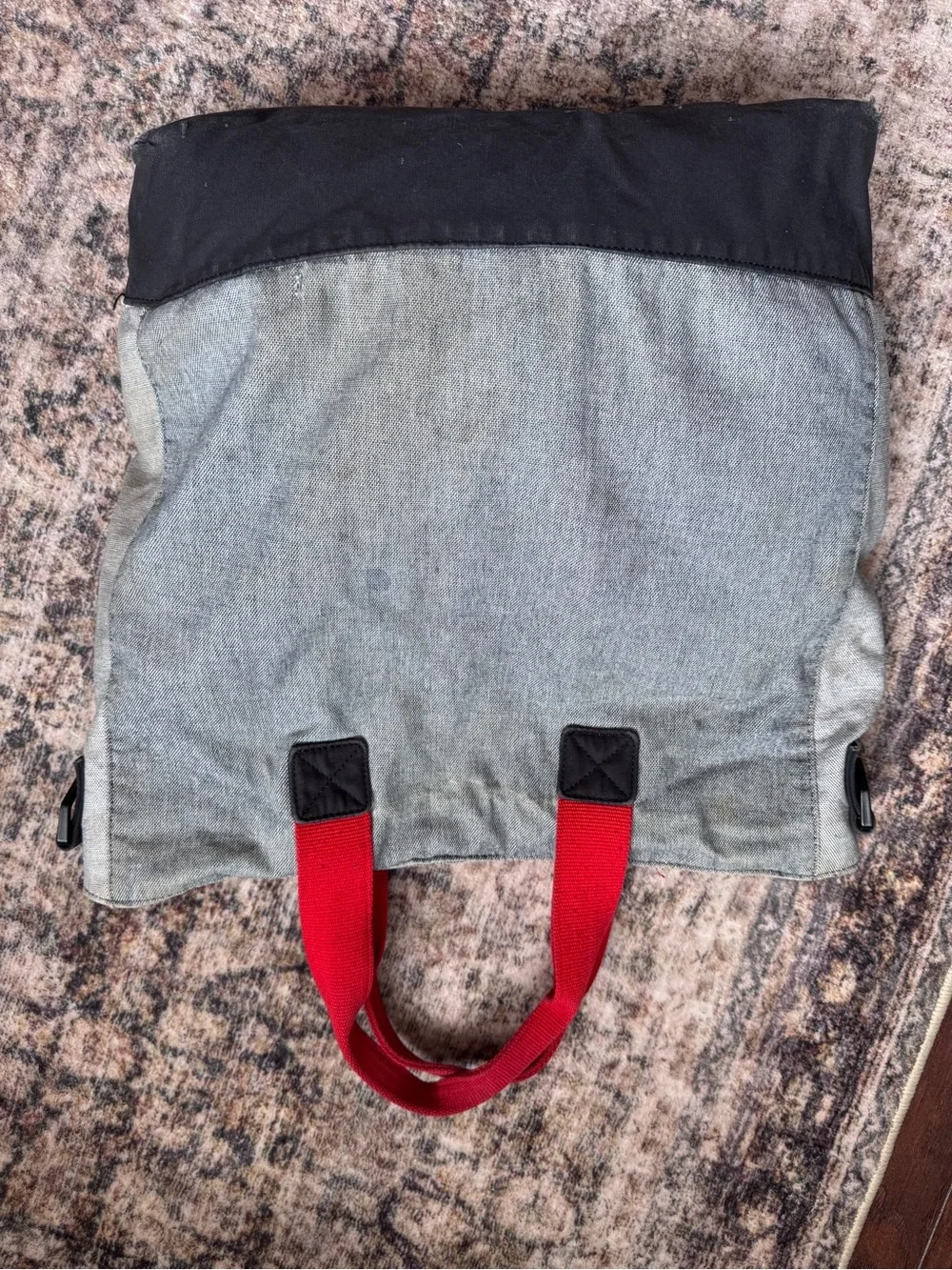 Armani Exchange Gray Canvas Tote with Red Handles
